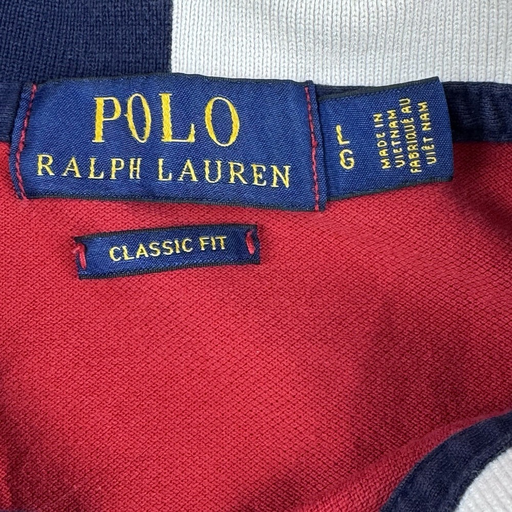 Polo Ralph Lauren Big Logo Red Polo Shirt Men's Size L Color block Collar - Picture 4 of 10